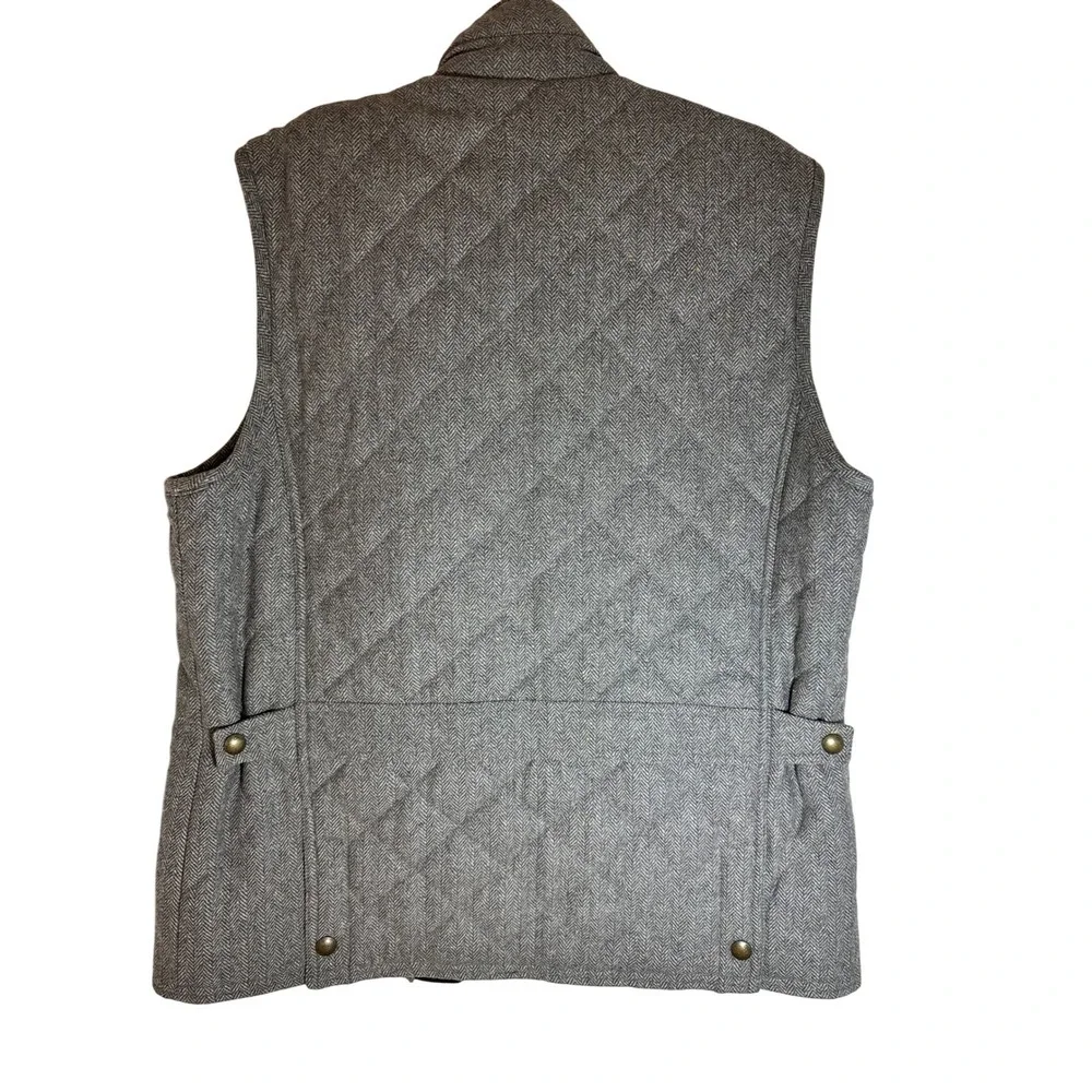 JOS A BANK Vest Quilted Herringbone Tweed Suede Trim Tailored Fit Size‎ L